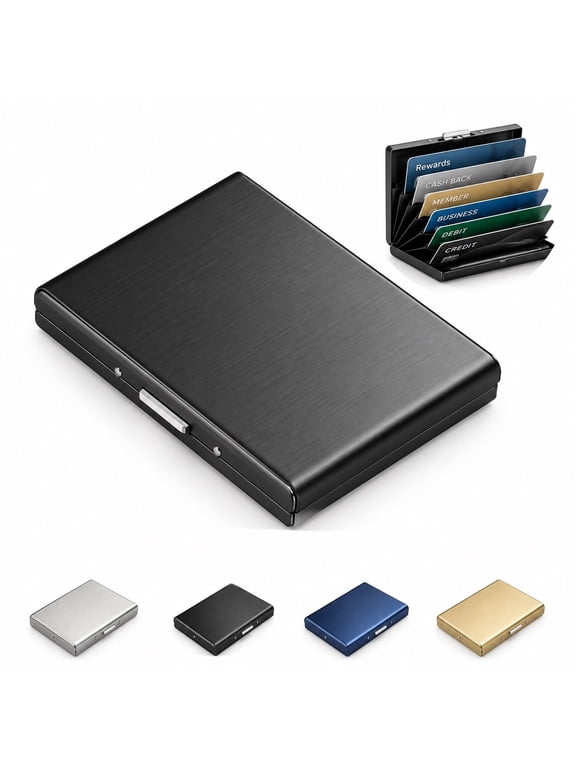 Stainless Steel RFID-Blocking Card Holder, Metal Wallet with Accordion Slots, Hard Shell Case for Men and Women