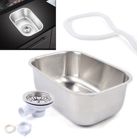 Stainless Steel RV Caravan Sink, Rectangular Flush Mount Basin with Drain Filter for Camper Boat Kitchen