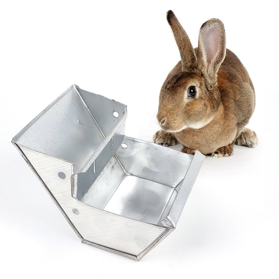 Stainless Steel Rabbit Feeder Durable Pet Feeding Trough for Breeding and Farm Use