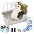 thumbnail image 1 of Stainless Steel Rabbit Litter Box with Hay Feeder & Water Dispenser, Metal Bunny Litter Box with Sifting Tray, High-Sided Rabbit Potty Pan for Small Animals, Quick Cleaning, Odor Control, 1 of 7