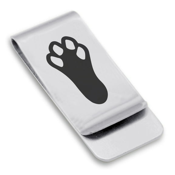 Stainless Steel Rabbit’s Foot Good Luck Charm Classic Slim Money Clip Credit Card Holder