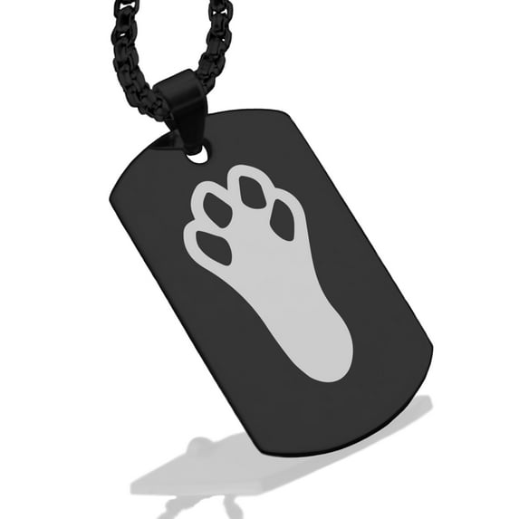 Stainless Steel Rabbit’s Foot Good Luck Charm Dog Tag Pendant Necklace
