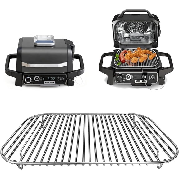 Stainless Steel Rack for Ninja Woodfire Outdoor Indoor Grill and Smoker, 12.6×8.7 Inches Grill Stand for OG701 OG751 7-in-1 Accessories, Stackable Replacement Parts, Dishwasher Safe