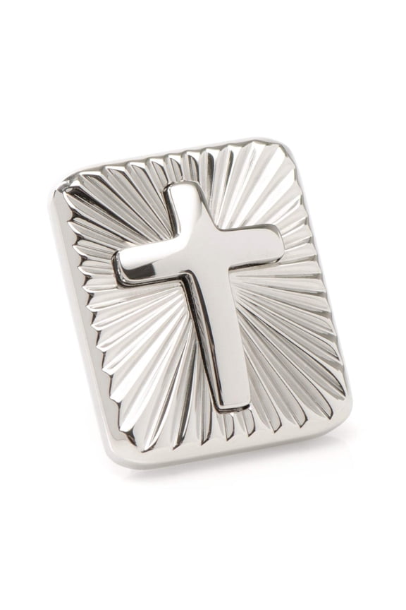 Stainless Steel Radiant Cross Lapel Pin