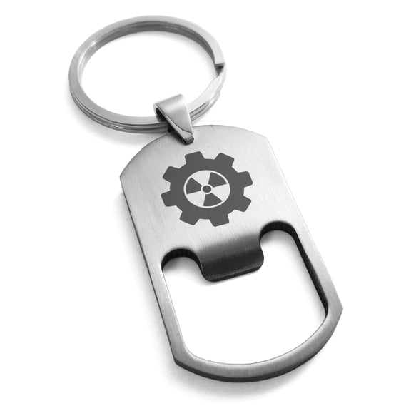 Tioneer Tioneer Stainless Steel Radioactive Gear Engraved Bottle Opener Dog Tag Keychain Keyring