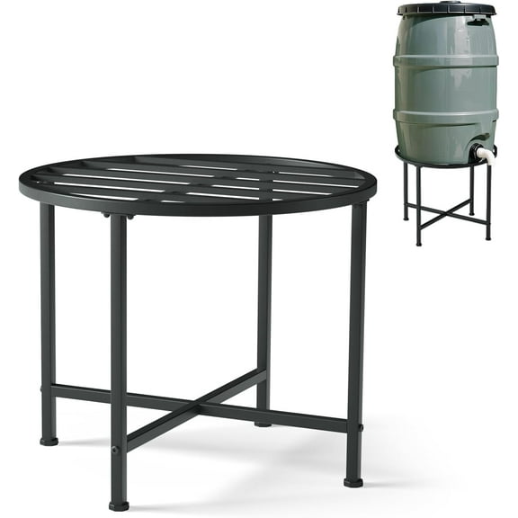 Stainless Steel Rain Barrel Stand - Heavy Duty Water Collection Base for 45/50/55 Gallon Plastic Barrels, Outdoor Weatherproof & Rust-Proof Design with 1200lb Capacity