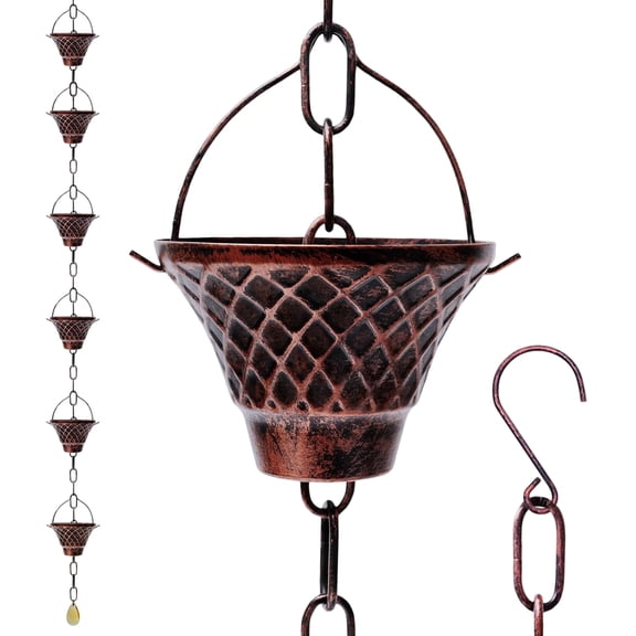 Stainless Steel Rain Chain Rust-Resistant with Gutter Adapter for Outdoor Water Drainage