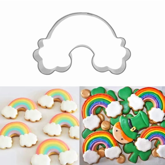 Stainless Steel Rainbow Cookie Cutters - Durable and Fun Baking Molds for Kids and Pastries