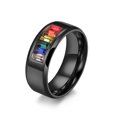 thumbnail image 1 of Stainless Steel Rainbow Flag Pattern Ring For Unisex Jewelry Sizes 5 6 7 8 9 10 11 12 Pride Gift For Pride Wear, 1 of 5