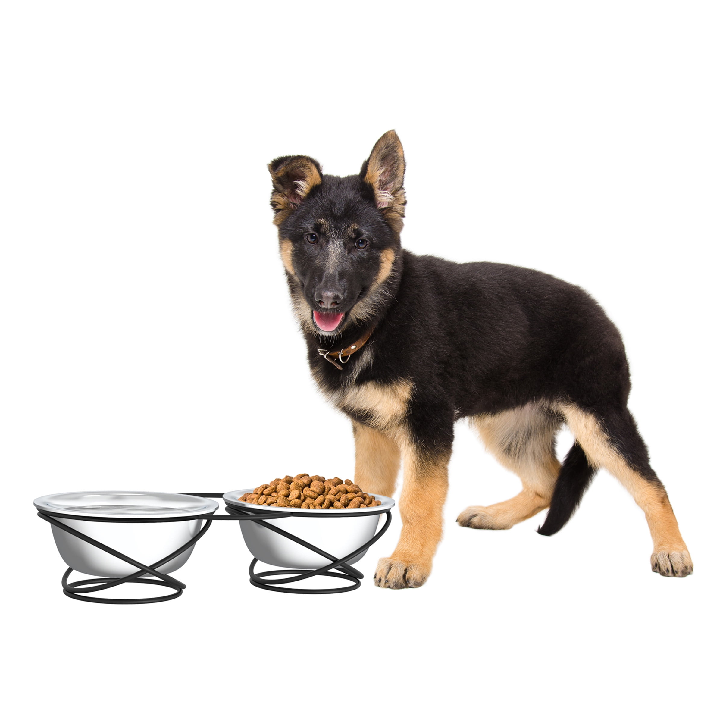 Pet Vertical Elevated Stainless Steel Dog and Cat Food Bowl Three Height Adjustable Overhead Feeders Tall Stainless Steel Double Bowls, Size: A2