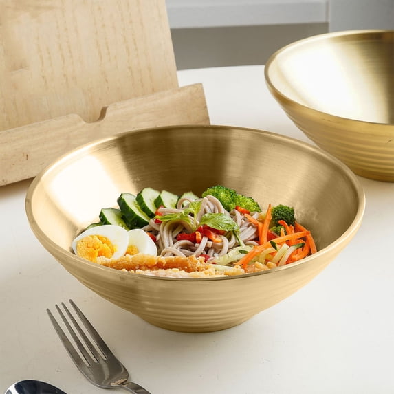 Stainless Steel Ramen Bowl | Large Double Insulated Rice & Noodle Bowl | Japanese Style Cold & Hot Food Serving Bowl | 1 Piece