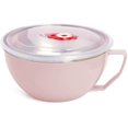 thumbnail image 1 of Stainless Steel Ramen Noodle Soup Pasta Bowl Food Fresh Container Lunch Rice Bowl with Cover Lid Pink, 1 of 4