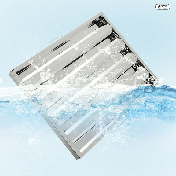 Stainless Steel Range Hood Filter Set of 6, Durable Grease & Oil Baffle Filter for Commercial and Home Kitchens, Easy to Clean and Install, Safe and Efficient Cooking