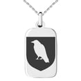 thumbnail image 1 of Stainless Steel Raven Bringer of Death Coat of Arms Shield Engraved Small Rectangle Dog Tag Charm Pendant Necklace, 1 of 1