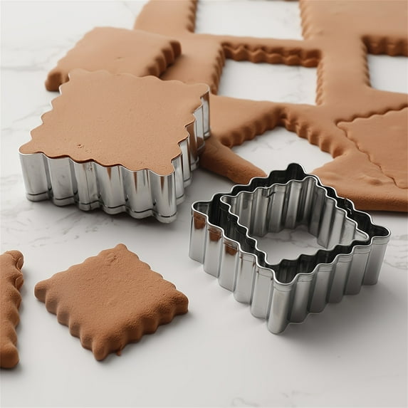 Stainless Steel Rectangle Cookie Cutters Set 6 Assorted Sizes Multi Use For Baking Cupcakes Biscuits Sandwiches Cakes Bread Jelly Chocolate Decoration Reusable Easy Clean Long