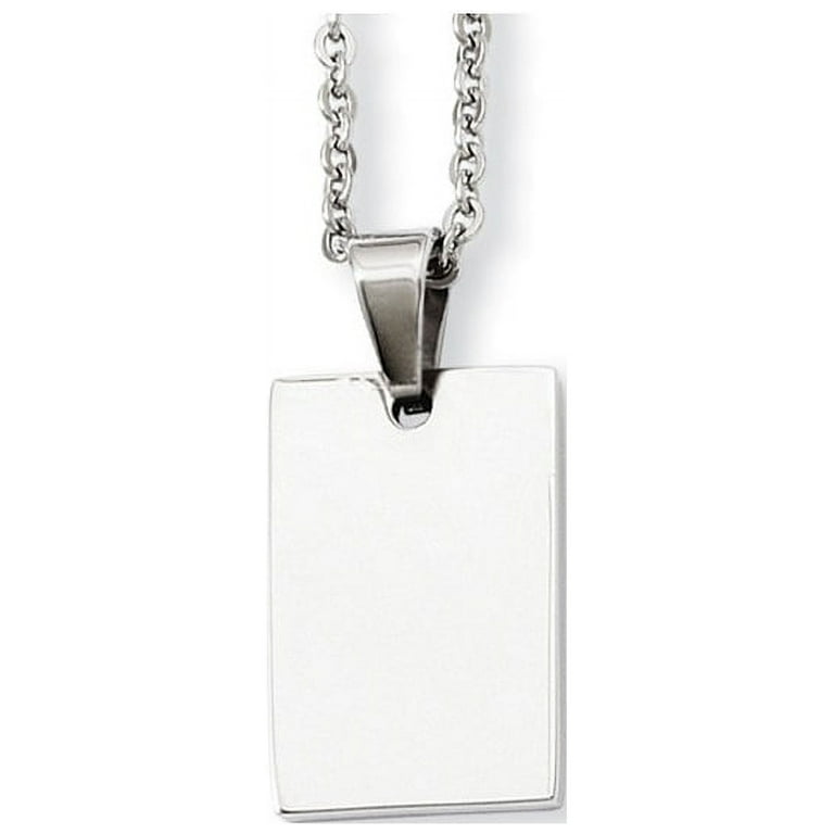 Stainless Steel Rectangle Dog Tag On A 18 Inch Link Cable Chain
