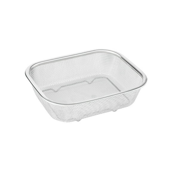 Stainless Steel Rectangular Colander Strainer, Mesh Oil Basket for French Fries, Vegetable and Fruit Draining, Kitchen Sink Food Prep, Cooking Tool