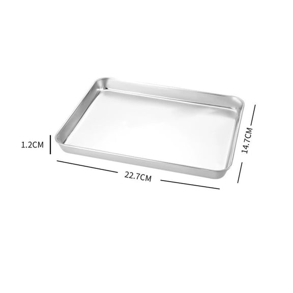 Stainless Steel Rectangular Flat-Bottom Tray for BBQ and Restaurant Use, Food Serving and Storage, 201 Steel Material in S/M/L/XL Sizes with XL Option and Lid for Freshness(S)