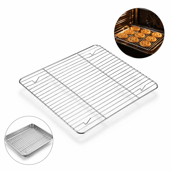 Artrylin Stainless Steel Cooling Rack, 8.7" x 6.3" Grill & Baking Rack for Oven Roasting, BBQ Grilling & Food Draining, Heavy Duty Metal Wire Rack, 1-Pack, Silver
