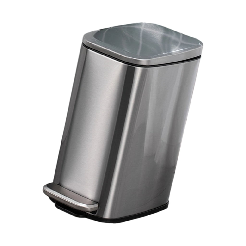 Stainless Steel Rectangular Trash Can 6L Bathroom Waste Bin with Odor Control Seal Lid Slip Resistant Base Home Supply