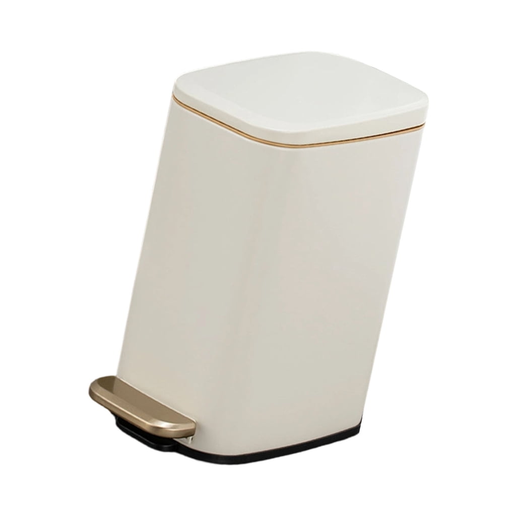 Stainless Steel Rectangular Trash Can 6L Bathroom Waste Bin with Odor Control Seal Lid Slip Resistant Base Home Supply