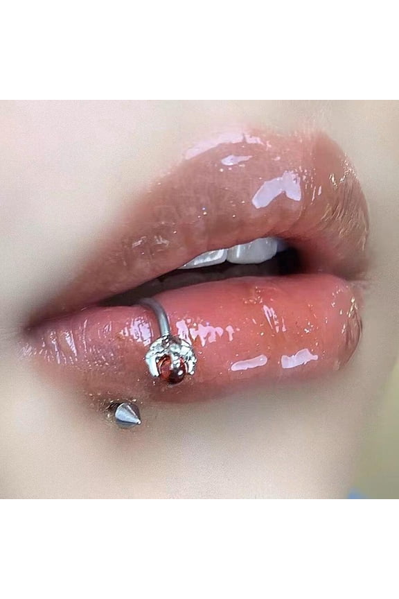 Stainless Steel Red Gem Spiked Lip Ring Horseshoe Body Jewelry Christmas Gift