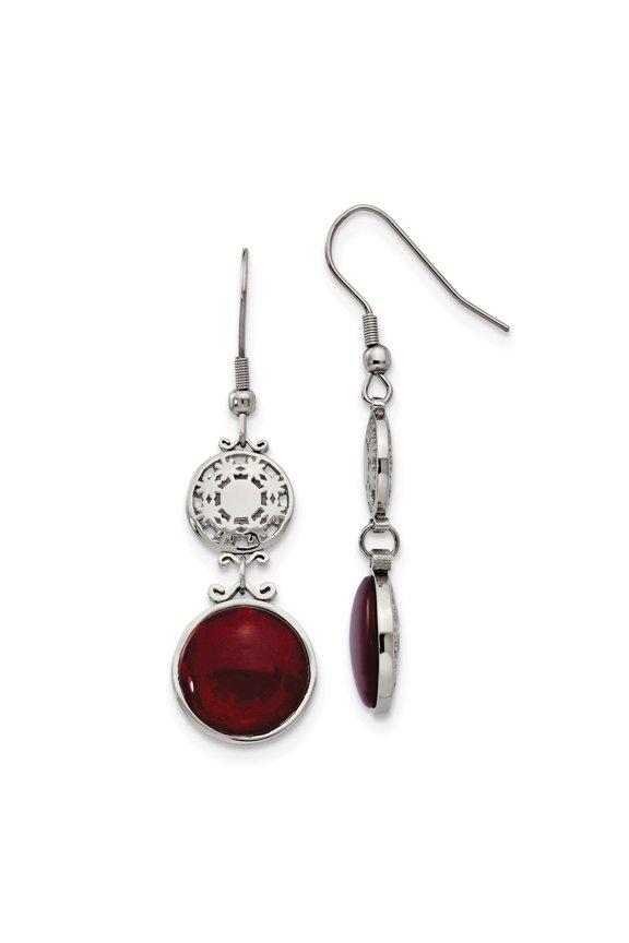 Stainless Steel Red Glass Shepherd Hook Earrings Fine Jewelry For Women Gifts For Her
