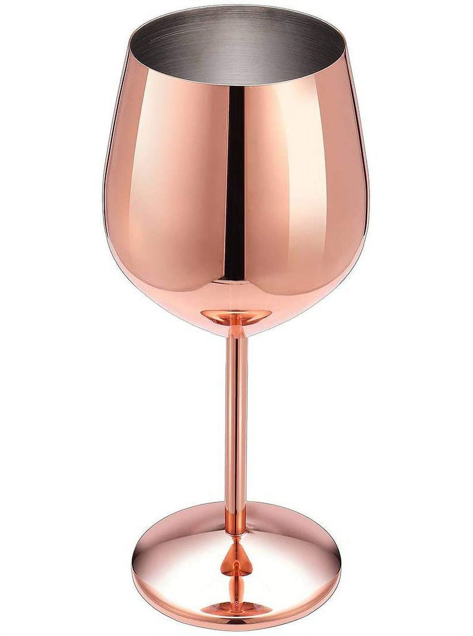 Steel Stemmed Wine Glasses, Shatter Proof Copper Coated Unbreakable Wine  Glass