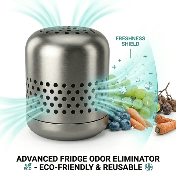 Stainless Steel Refrigerator Deodorizer - 3.54" Compact Odor Eliminator for Fridge & Freezer, Eco-Friendly & Consumable-Free, Long-Lasting Food Freshness Guard—Lasts 10 Years