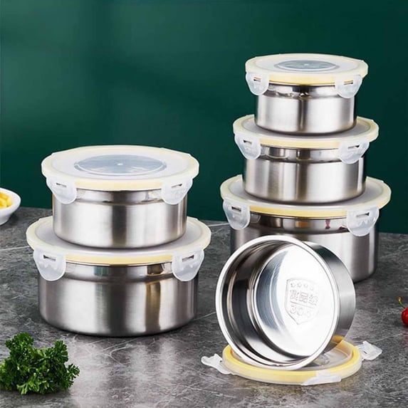 Stainless Steel Refrigerator Sealed Box with Lid Organizer Rectangular Bento Lunch Box for Fresh Food Storage and Portion Control Ideal for Meal Prep and On The Go Lunches Topliu