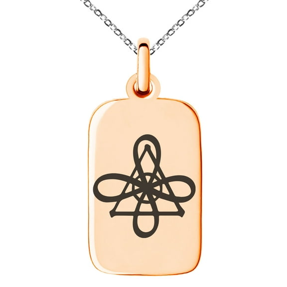 Stainless Steel Reiki Gnosa Connection Engraved Small Rectangle Dog Tag Charm Pendant Necklace