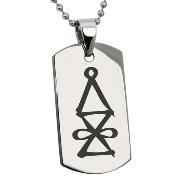 Stainless Steel Reiki Halu Higher Dimensions Engraved Dog Tag Pendant Necklace