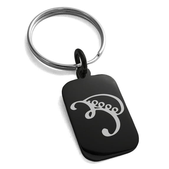 Tioneer Stainless Steel Reiki Iava Persistence Engraved Small Rectangle Dog Tag Charm Keychain Keyring