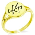 thumbnail image 1 of Tioneer Stainless Steel Reiki Midas Star Prosperity Minimalist Oval Top Polished Statement Signet Ring, 1 of 1