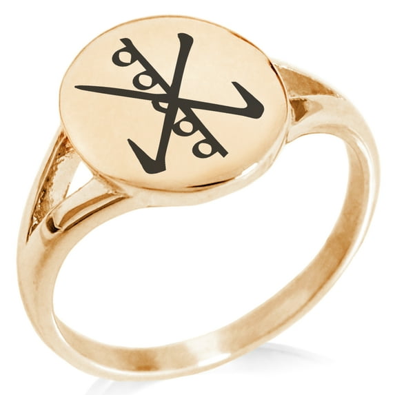 Stainless Steel Reiki Rama Bonding Minimalist Oval Top Polished Statement Signet Ring