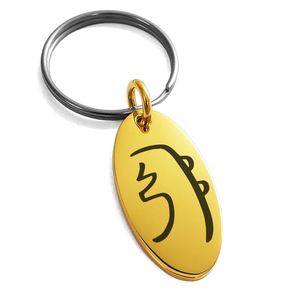 Tioneer Stainless Steel Reiki Sei Hei Ki Harmony Engraved Small Oval Charm Keychain Keyring
