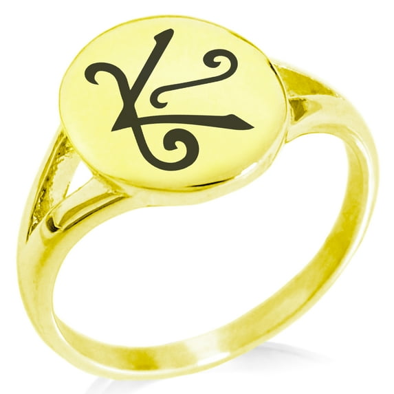 Tioneer Stainless Steel Reiki Shanti Peace Minimalist Oval Top Polished Statement Signet Ring