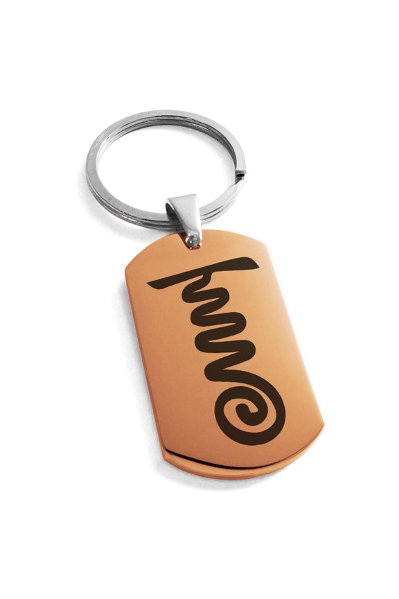 Stainless Steel Reiki Tibetan Fire Serpent Chakra Engraved Dog Tag Keychain Keyring