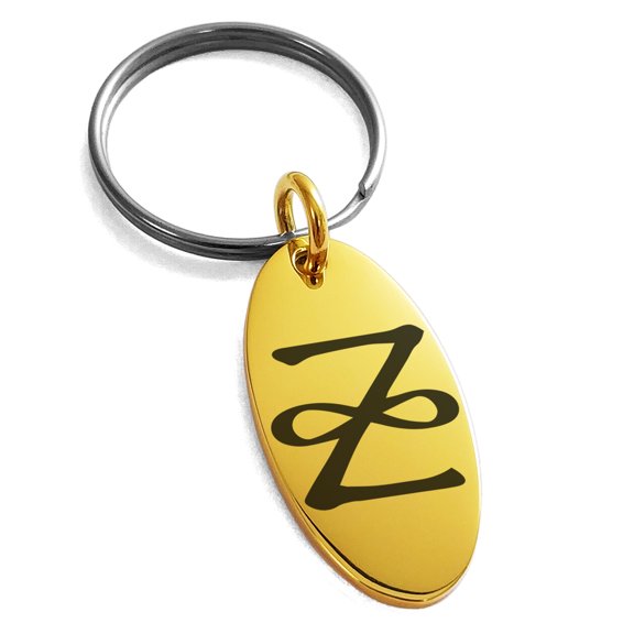 Stainless Steel Reiki Zonar Healing Engraved Small Oval Charm Keychain Keyring