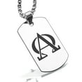 thumbnail image 1 of Stainless Steel Religious Alpha and Omega Dog Tag Pendant Necklace, 1 of 3
