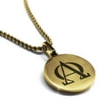thumbnail image 1 of Stainless Steel Religious Alpha and Omega Round Medallion Pendant Necklace, 1 of 3