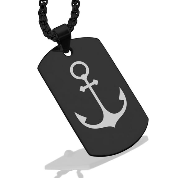 Stainless Steel Religious Anchor Dog Tag Pendant Necklace