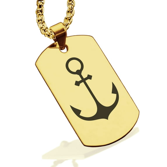Stainless Steel Religious Anchor Dog Tag Pendant Necklace