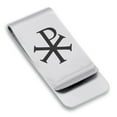 thumbnail image 1 of Stainless Steel Religious Chi Rho Classic Slim Money Clip Credit Card Holder, 1 of 2