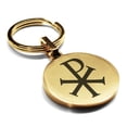 thumbnail image 1 of Stainless Steel Religious Chi Rho Round Medallion Keychain Circle Ring, 1 of 2