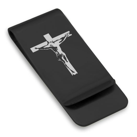 Stainless Steel Religious Cross Crucifix Classic Slim Money Clip Credit Card Holder