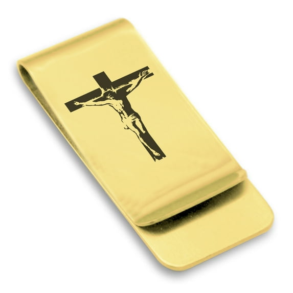 Stainless Steel Religious Cross Crucifix Classic Slim Money Clip Credit Card Holder