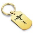 thumbnail image 1 of Stainless Steel Religious Cross Crucifix Dog Tag Keychain Circle Ring, 1 of 2