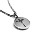 thumbnail image 1 of Stainless Steel Religious Cross Crucifix Round Medallion Pendant Necklace, 1 of 3