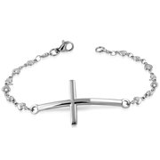 Stainless Steel Religious Cross Link Chain Bracelet